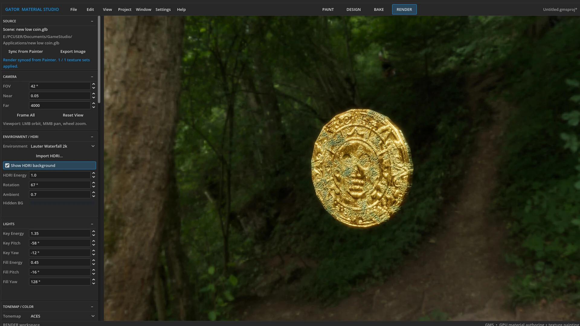 Gator Material Studio render workspace